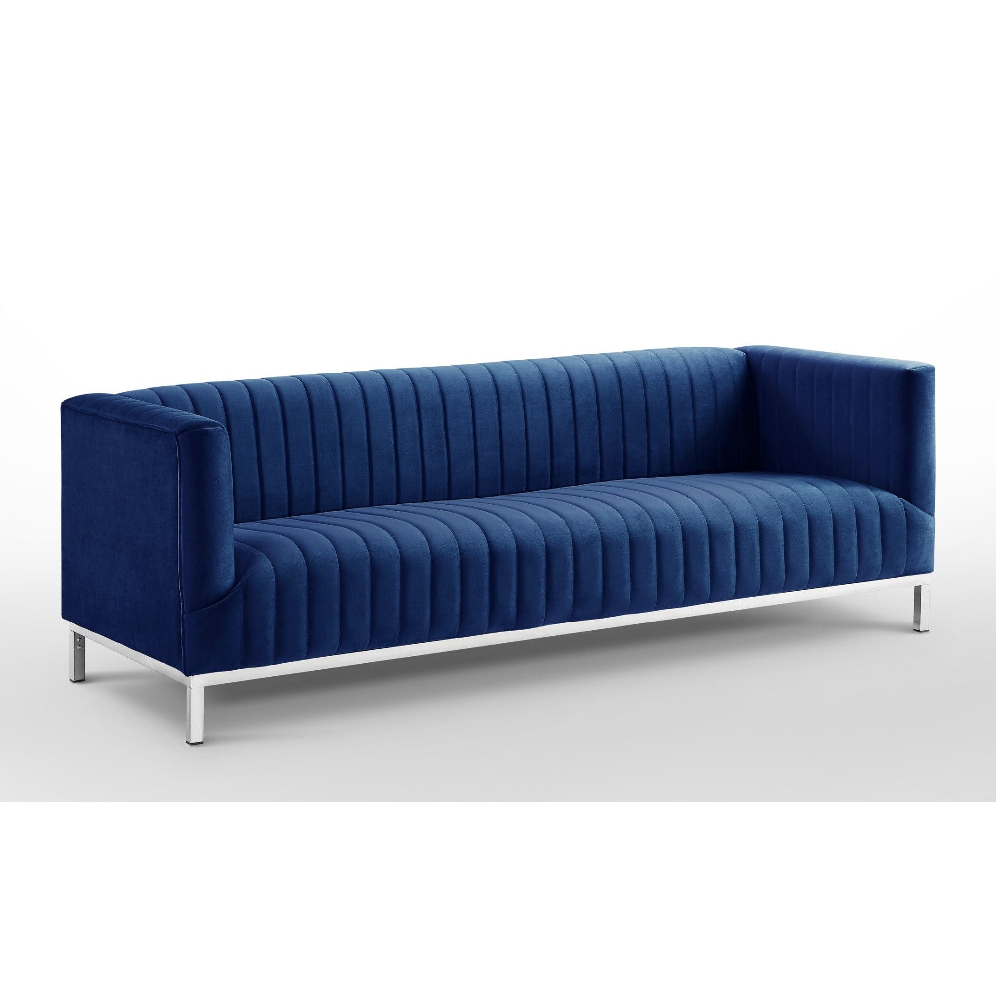 Sofa Velvet With Silver Legs - Navy Blue