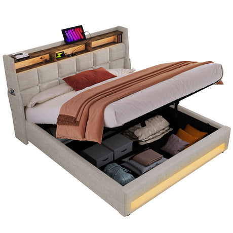 Upholstered Platform Bed With A Hydraulic Storage System, LED And USB Charging (Without Mattress) - view 17