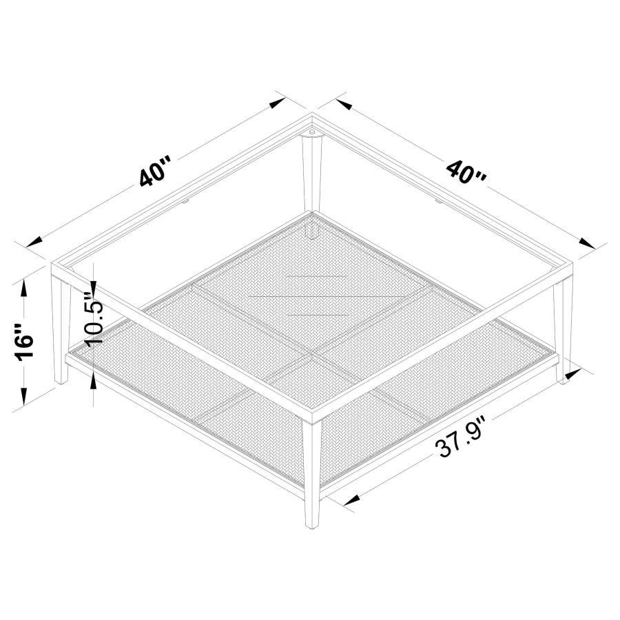 Amherst - Glass Top Metal with Cane Shelf Table by Coaster Fine Furniture | Bel Furniture