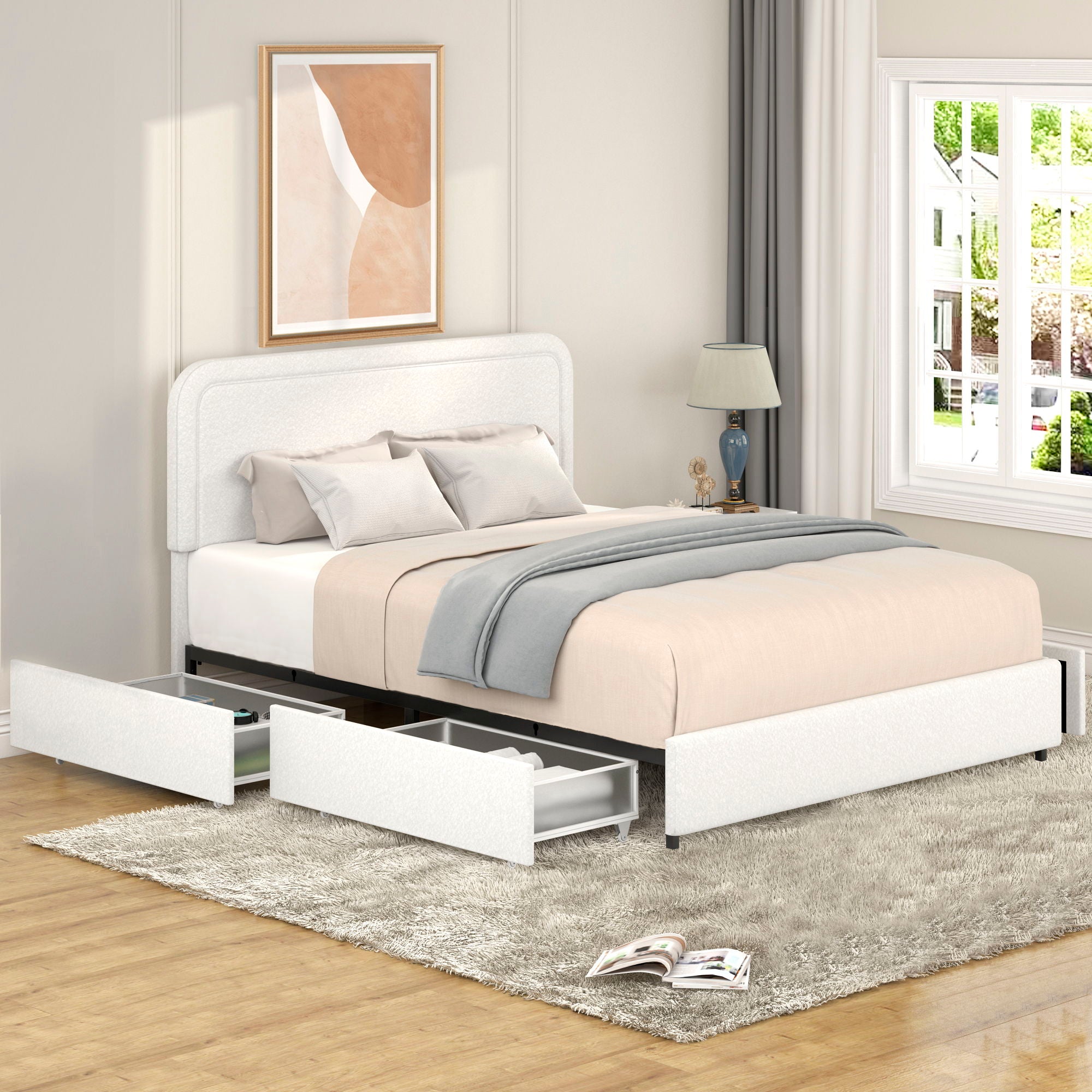 Liv - Patented With Drawers Upholstered Storage Platform Bed