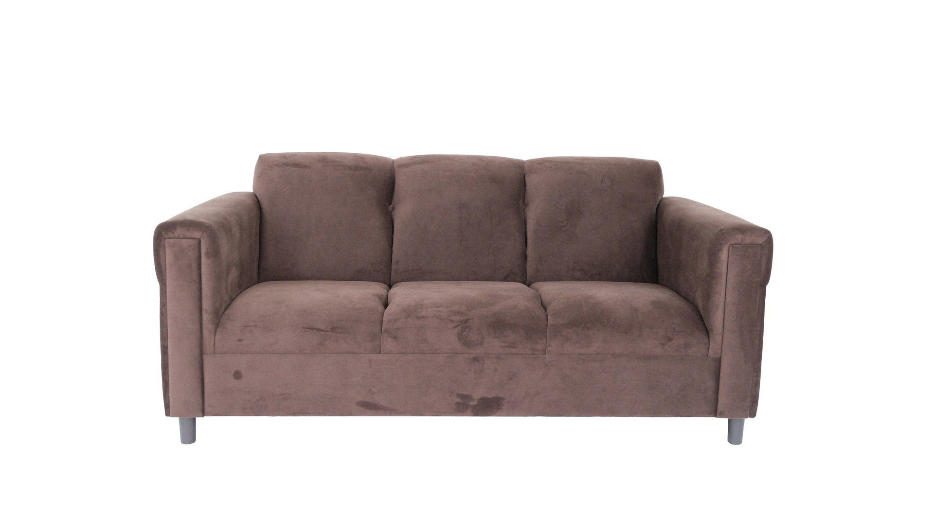 Suede Sofa With Black Legs - Dark Brown