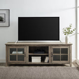 Modern Farmhouse 2 Door Glass Windowpane 70" TV Stand For 80" TVs by Walker Edison | Bel Furniture