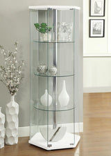 Zahavah - 4-Shelf Hexagonal Clear Glass Curio Cabinet by CoasterEveryday | Bel Furniture