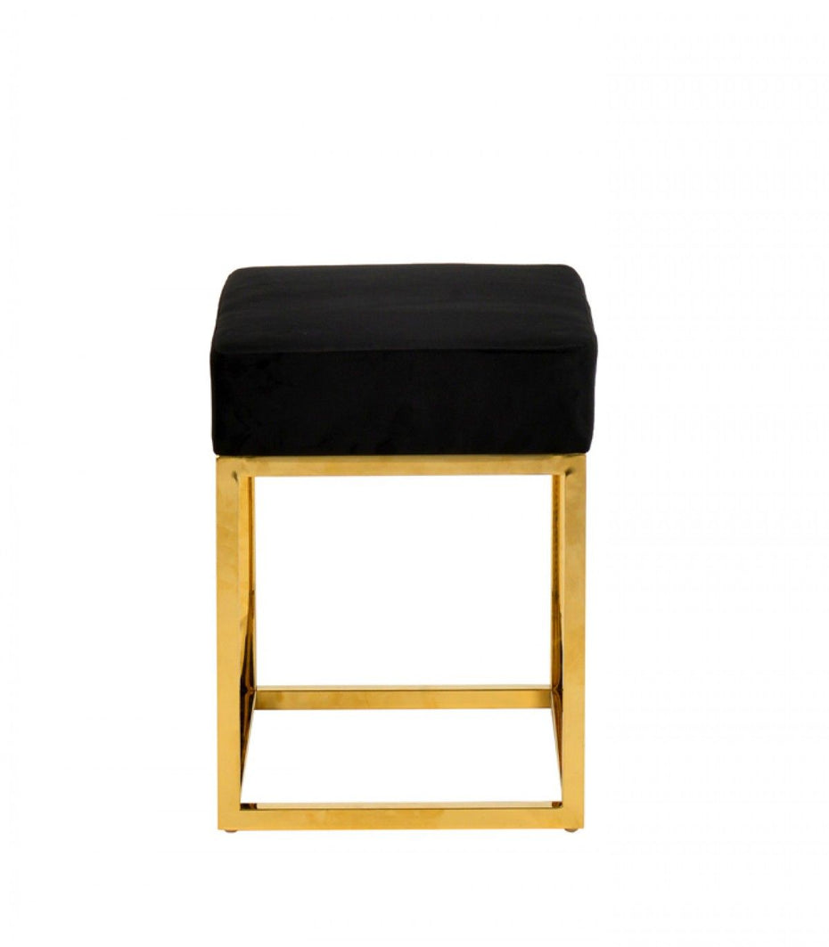 Velvet Ottoman - Black / Gold