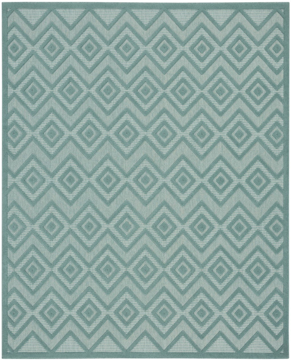 8' X 10' Geometric Flatweave Area Rug - Aqua