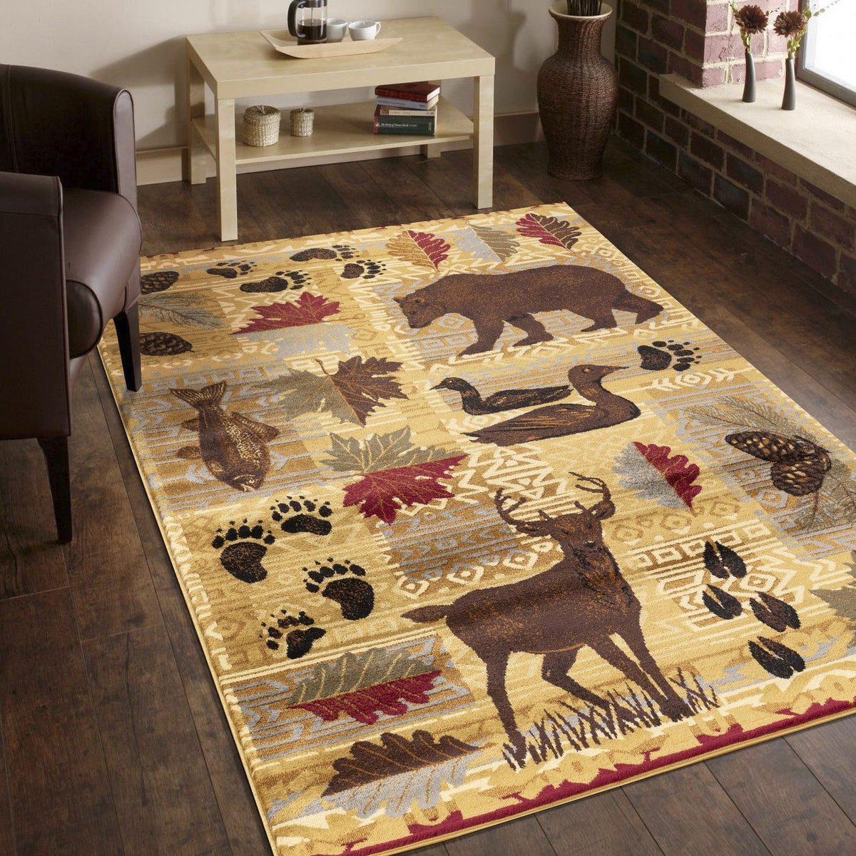 Nature's Nest - 5'3" X 7'3" Polypropylene, Lodge Area Rug - Multi / Beige by Icona Home Decor | Bel Furniture