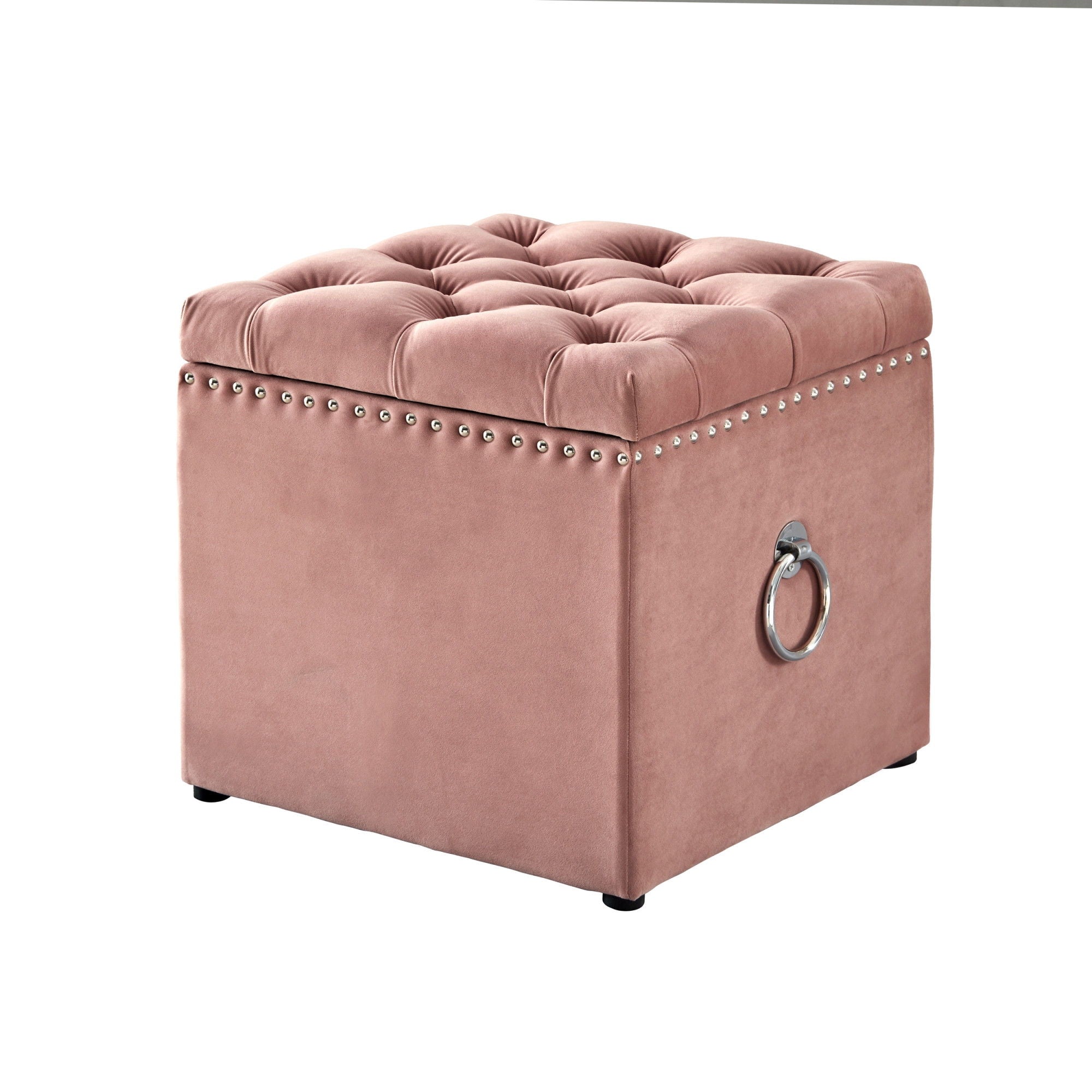 Velvet Tufted Storage - Black / Blush