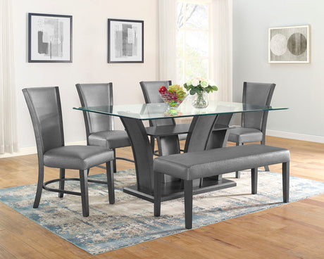 Camelia - Dining Room Set Dark Gray 6 Pc. Table, 4 Chairs, Bench by Crown Mark | Bel Furniture