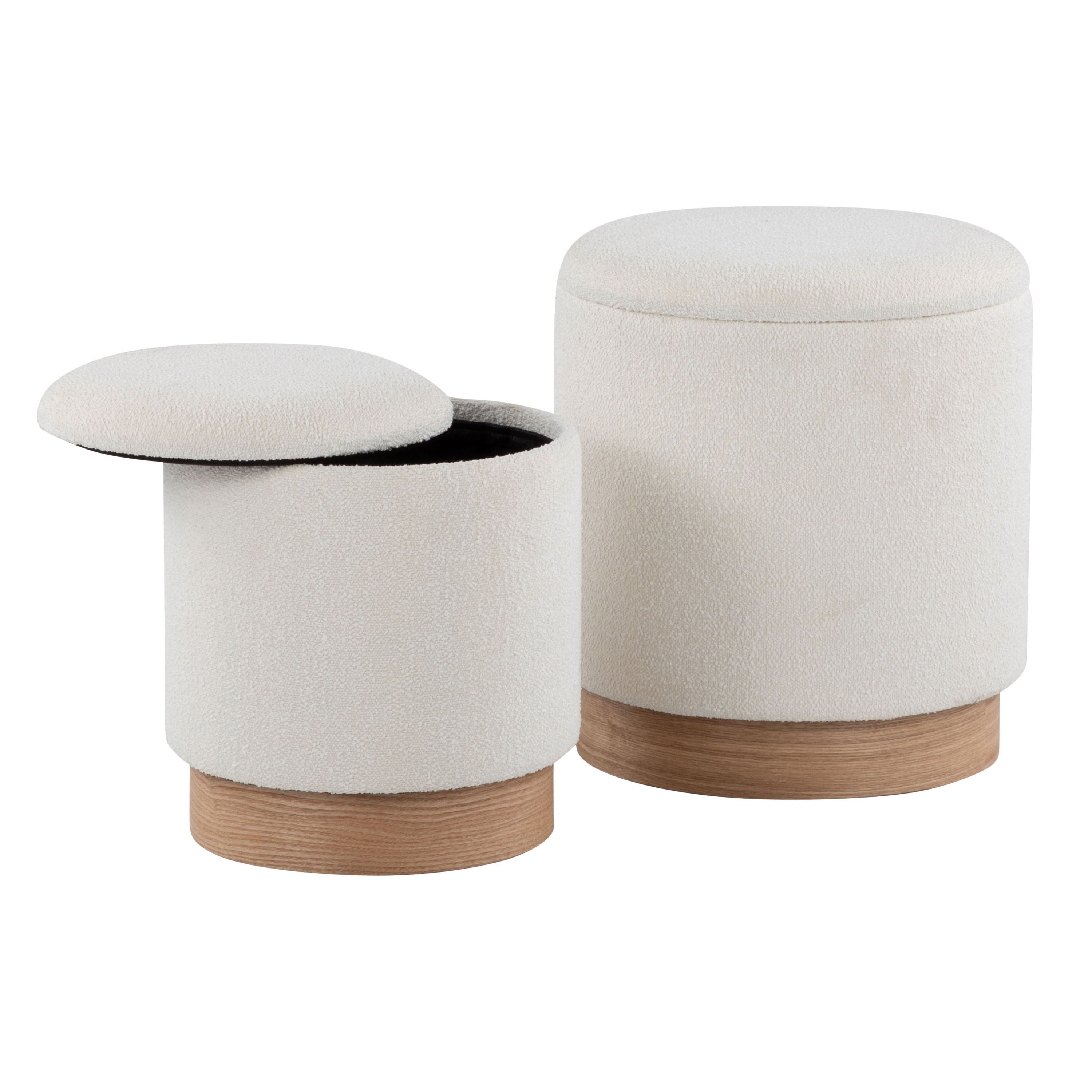 Marla - Contemporary, Nesting Ottoman Set - Natural / Cream