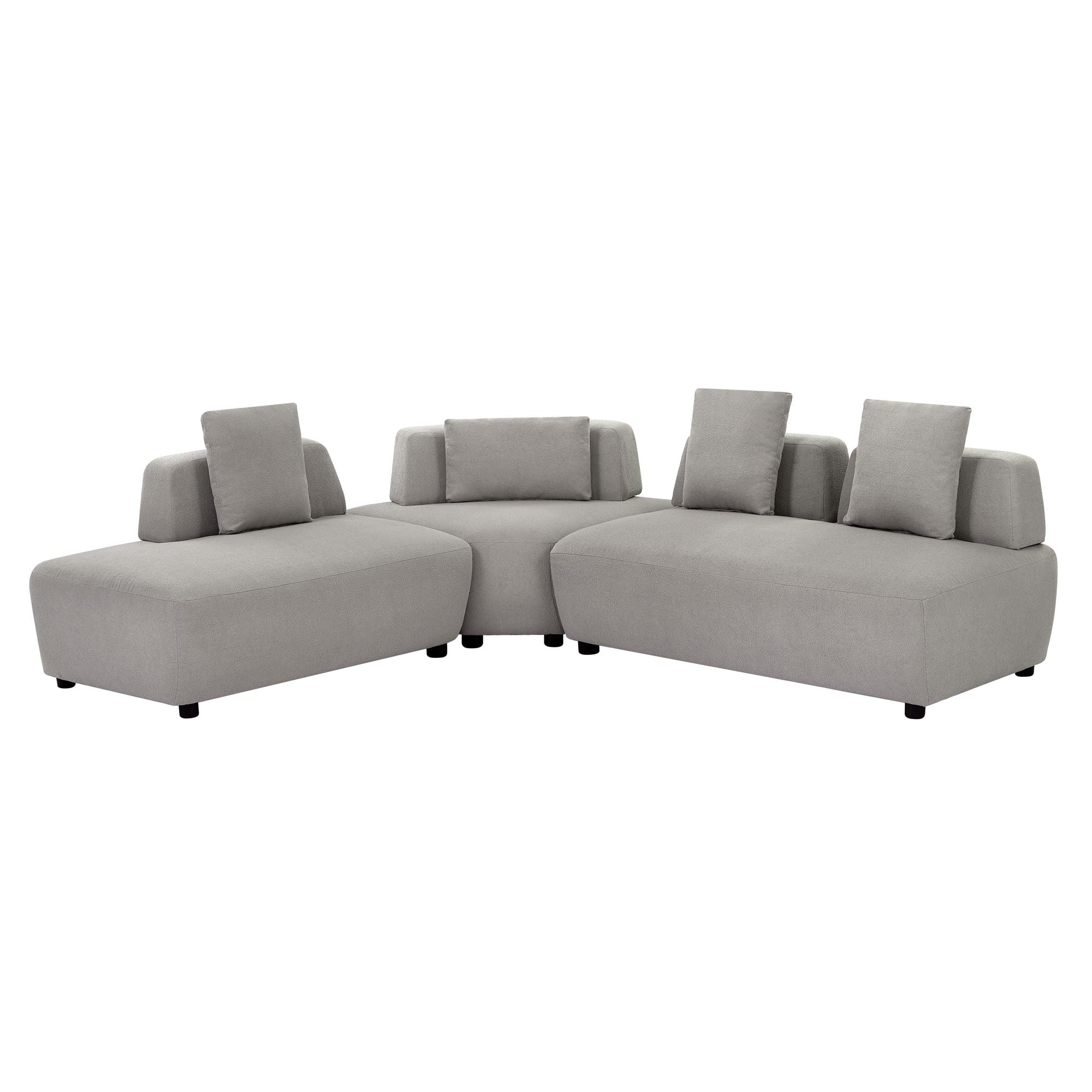 Contemporary 3 Piece Sectional Sofa Free Convertible Sofa With Four Removable Pillows For Living Room