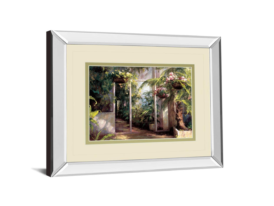 Atriums First Light I By Hali - Mirror Framed Print Wall Art - Green