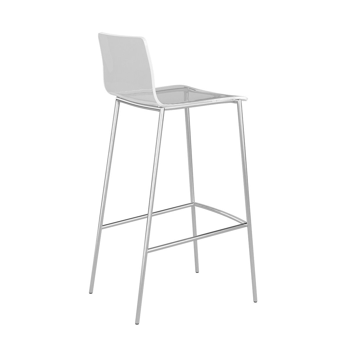 Plastic Low Back Bar Height Bar Chairs (Set of 2) - Clear / Silver