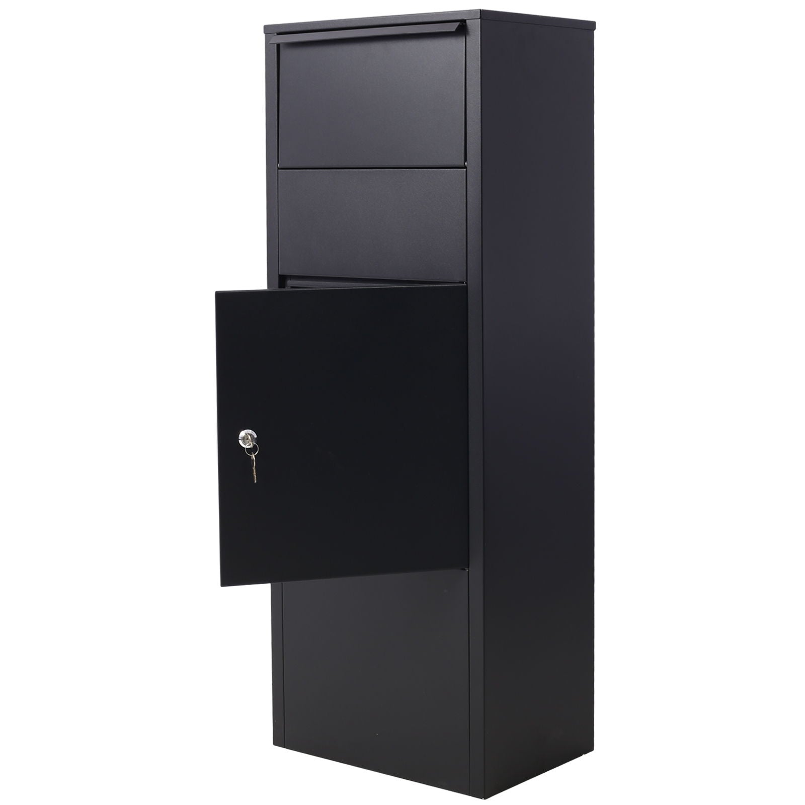 Large Package Delivery Parcel Mail Drop Box With Lockable Storage Compartment Heavy Duty Weatherproof For Express Mail Delivery For Home & Business Use - Black