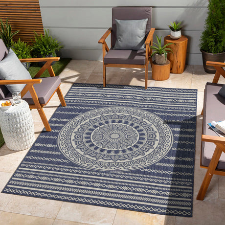 Sunshine - 5'3" X 7'3" Indoor, Outdoor Area Rug - Blue - Polypropylene - view 3