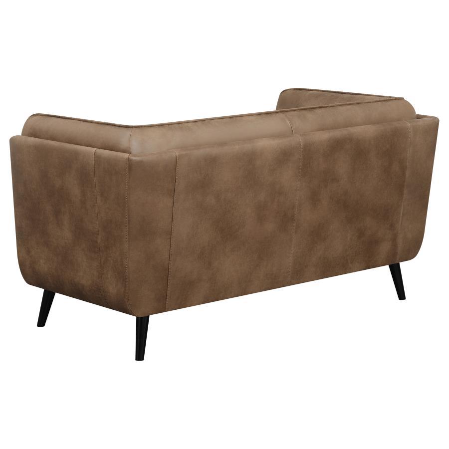 Thatcher - Upholstered Tuxedo Arm Tufted Loveseat - Brown