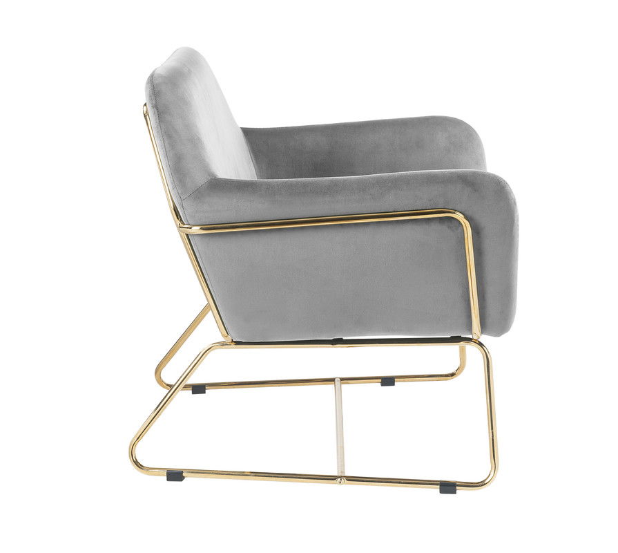 Keira - Velvet Accent Chair With Metal Base by Lilola Home | Bel Furniture