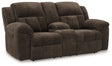 Frohn - Dbl Reclining Loveseat With Console Dark Brown by Signature Design by Ashley® | Bel Furniture