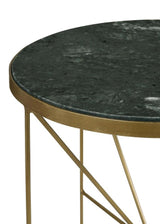 Eliska - Round Green Marble Top Accent Side Table - Antique Gold by CoasterEssence | Bel Furniture