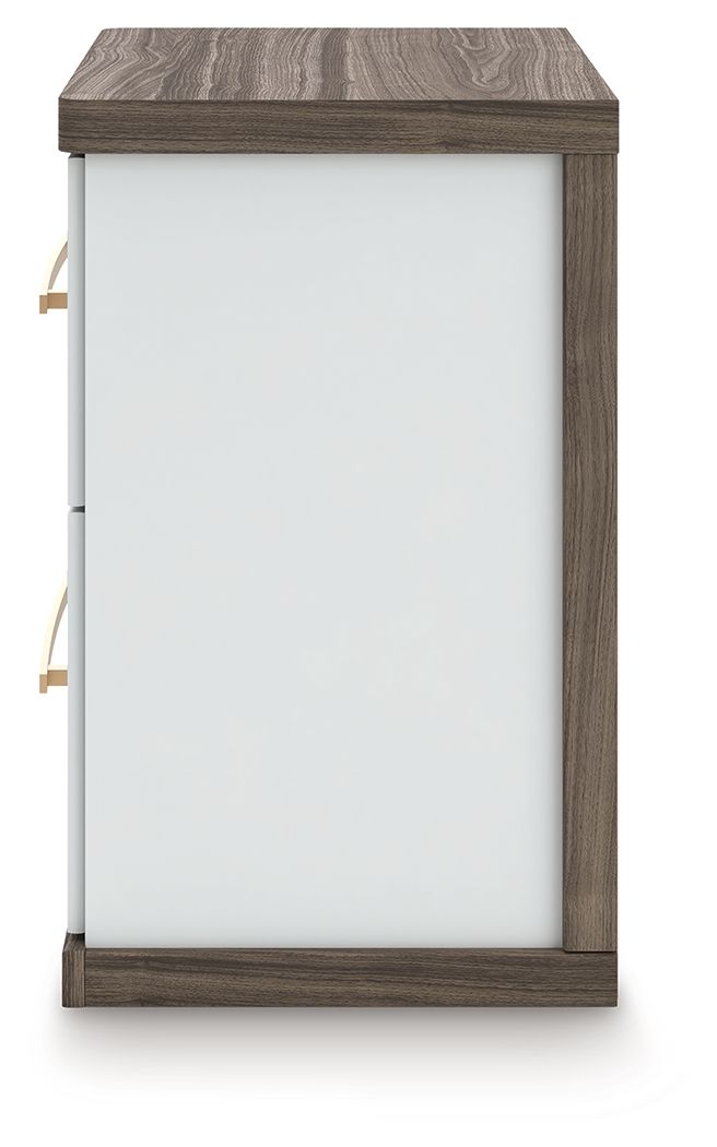 Kendanport - Two Drawer Night Stand - Brown / White