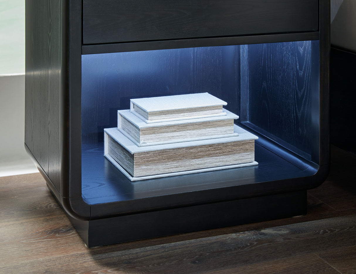 Rowanbeck - Black - One Drawer Night Stand by Signature Design by Ashley® | Bel Furniture