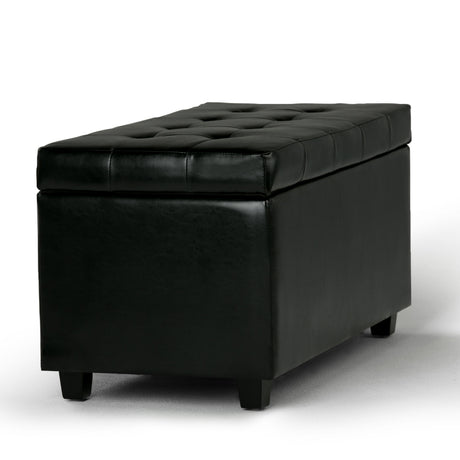 Cosmopolitan - Storage Ottoman - Midnight Black by Simpli-Home | Bel Furniture