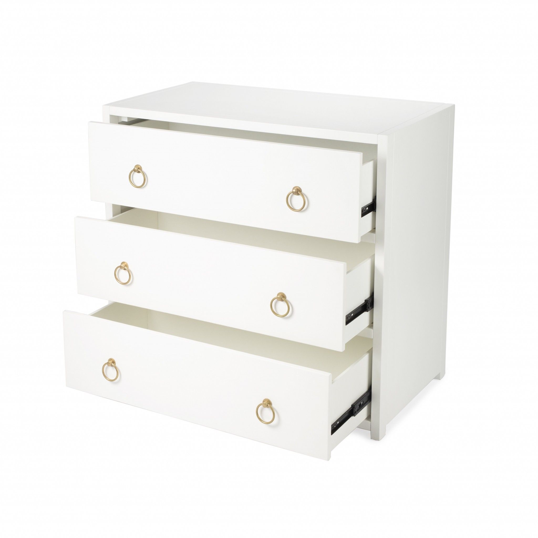 Three Drawer Dresser - White / Gold