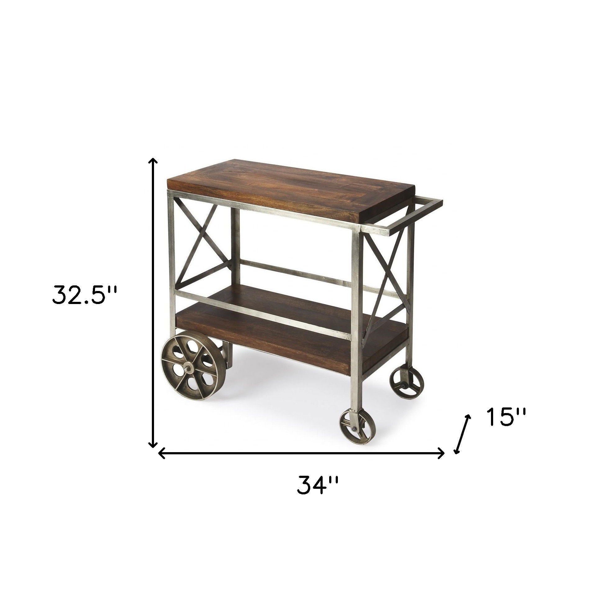 Vintage Style Rolling Server Bar Cart - Brown