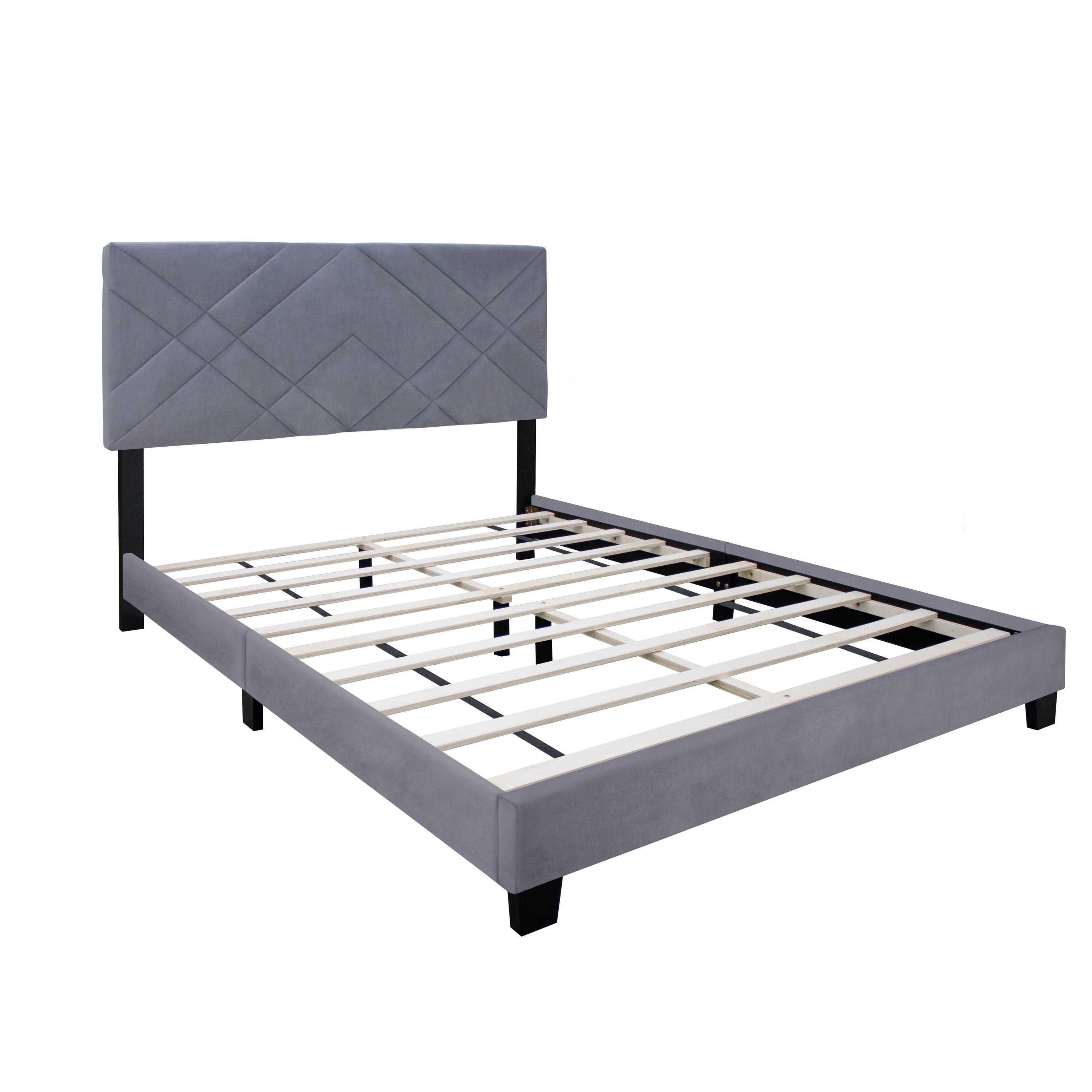 Queen Size Adjustable Upholstered Bed Frame Stain Resistant Cleans Up With A Light Wipe Simple Design Suitable For Any Room