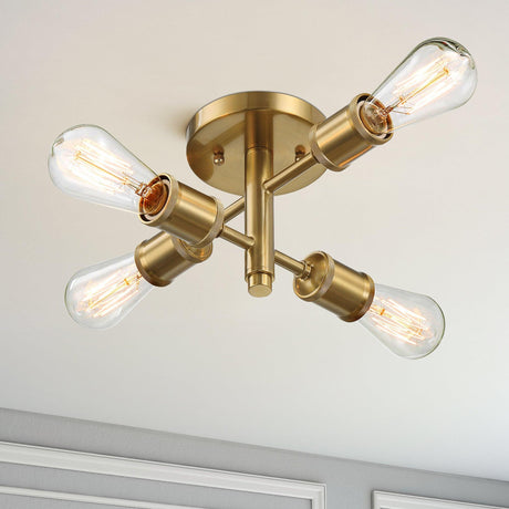 Ephemeral - 4 Lights Semi Flush Mount Ceiling Pendant - Antique Brass / Clear / Gold - view 6