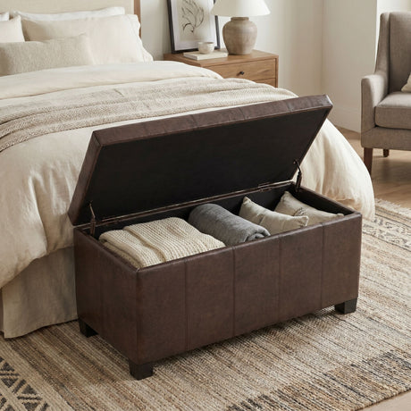 Dover - Storage Ottoman Bench - Distressed Brown - view 2
