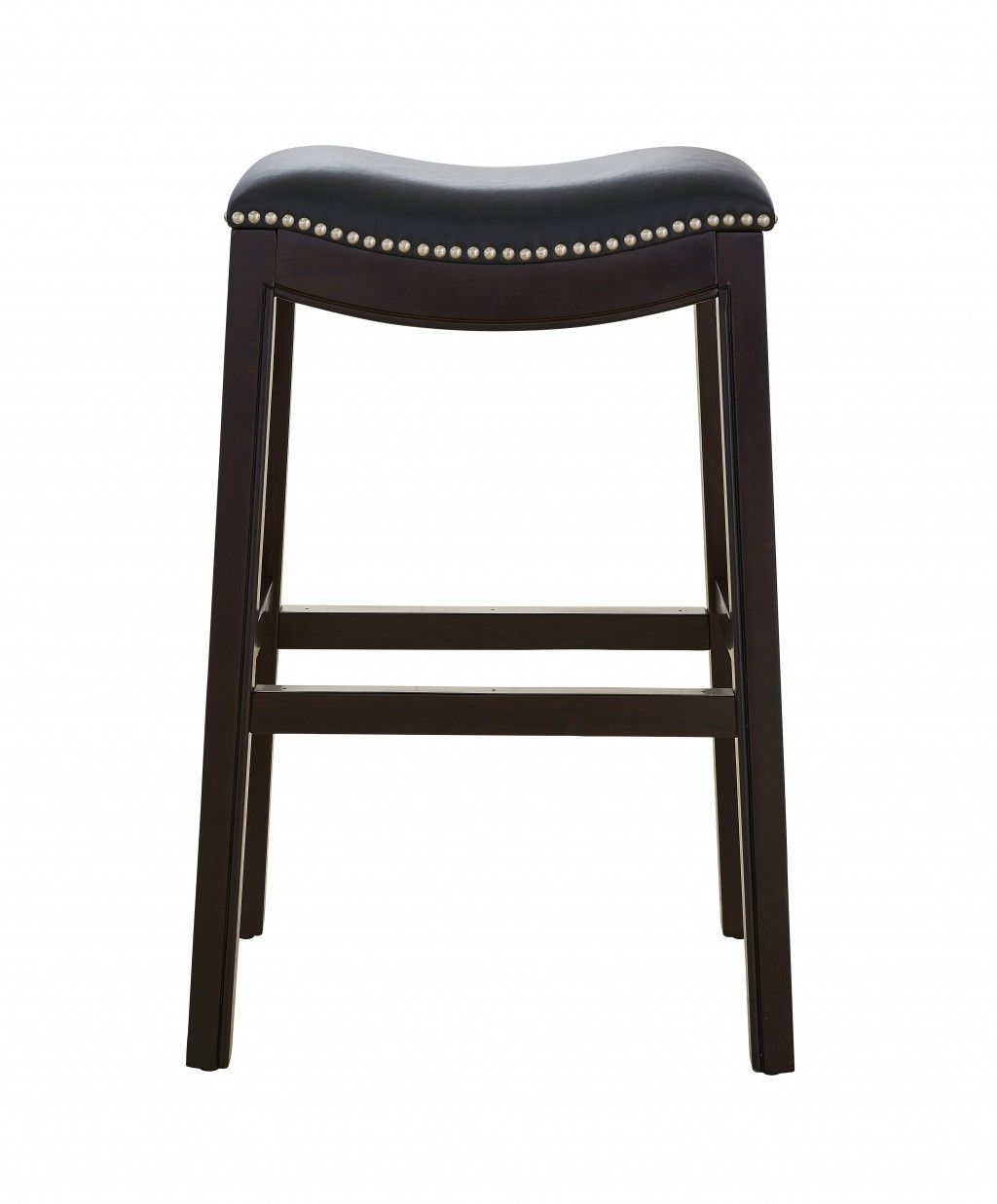 Solid Wood Backless Bar Height Bar Chair - Black / Espresso