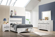 Miranda - Storage Bedroom Set White 4 Pc. Bed, Nightstand, Dresser, Mirror Full by CoasterEveryday | Bel Furniture