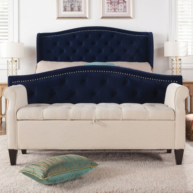 Jacqueline - Tufted Roll Arm Storage Bench by Jennifer Taylor Home | Bel Furniture