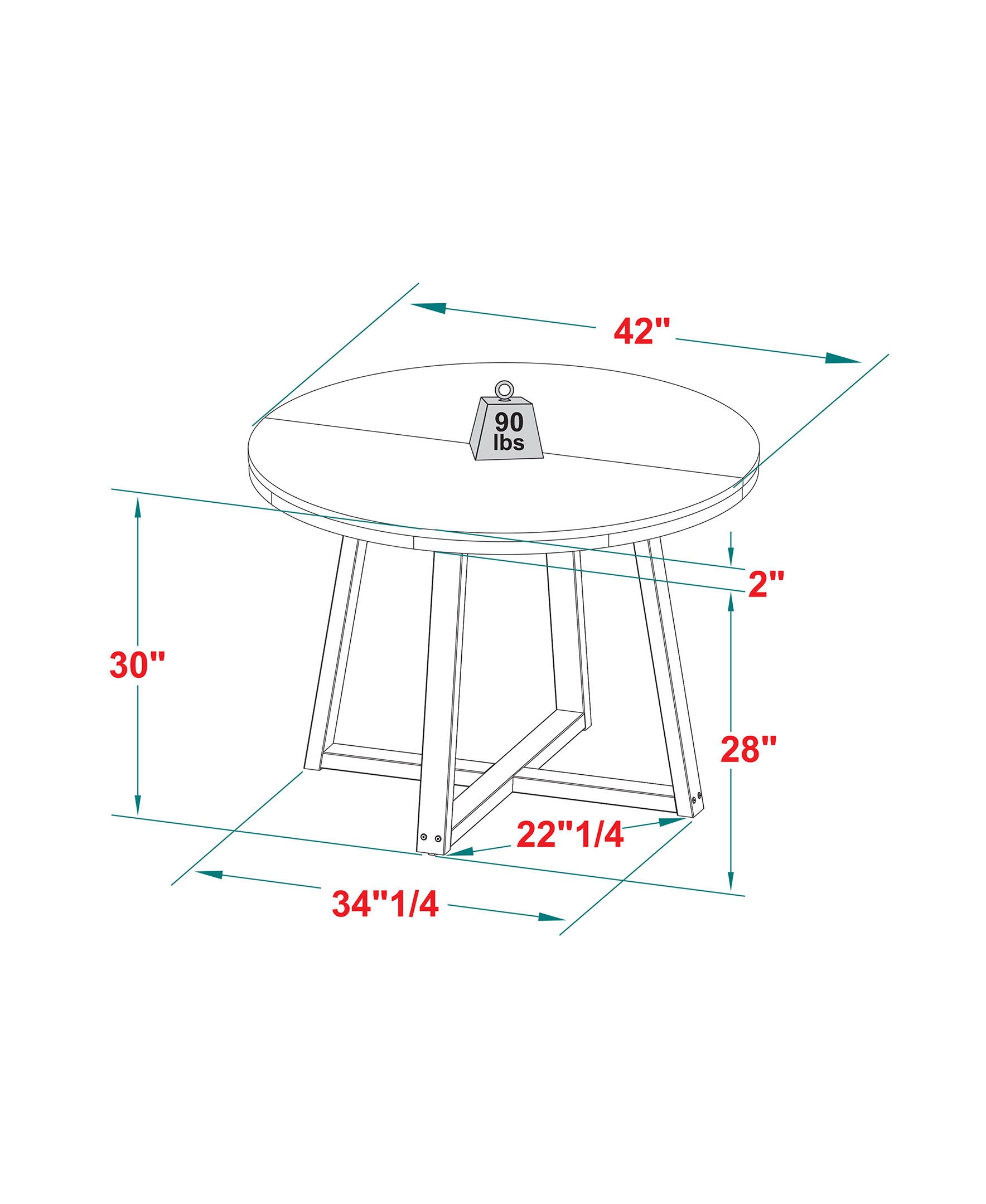 Rustic Distressed Solid Wood Round Dining Table