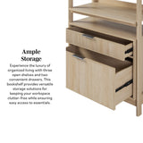 Transitional Wide Reeded Bookshelf With Drawers On Bottom