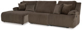 Top Tier - Reclining Sectional Dark Brown 3 Pc. Left Arm Facing Press Back Chaise Reclining Sectional by Signature Design by Ashley® | Bel Furniture