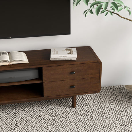 Alexa - Mid-Century Modern Style TV Stand - Dark Brown / Wood by Ashcroft Furniture | Bel Furniture
