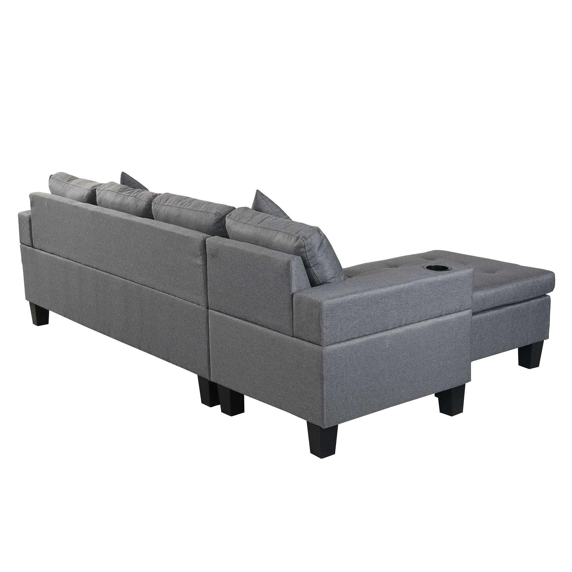 Sectional Sofa Set For Living Room With L Shape Chaise Lounge, Cup Holder And Left Or Right Hand Chaise Modern 4 Seat