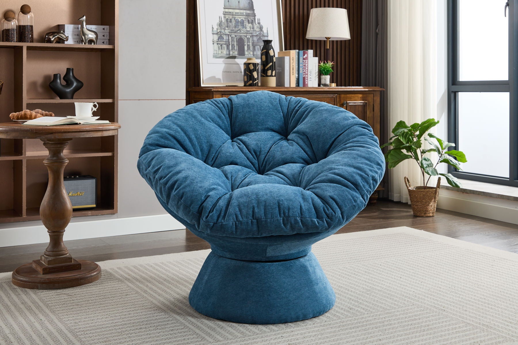 Oversized Swivel Accent Chair, 360 Swivel Barrel Chair, Papasan Chair For Living Room Bedroom