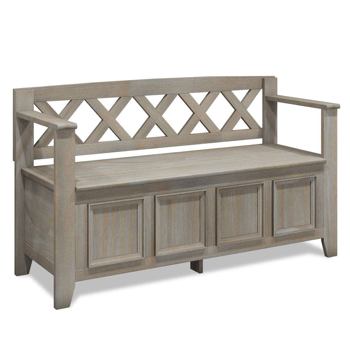 Amherst - Handcrafted Entryway Storage Bench Pearl Silver by Simpli-Home | Bel Furniture