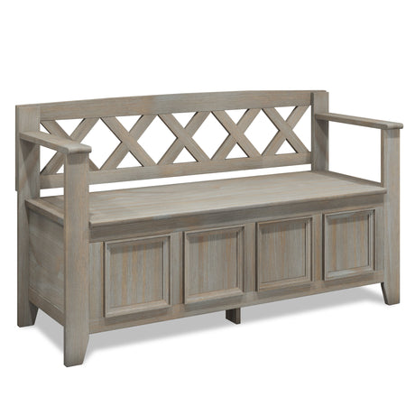 Amherst - Handcrafted Entryway Storage Bench Pearl Silver by Simpli-Home | Bel Furniture