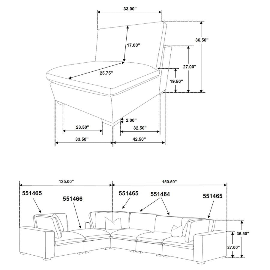Lakeview - 5-Piece Upholstered Modular Sectional Sofa