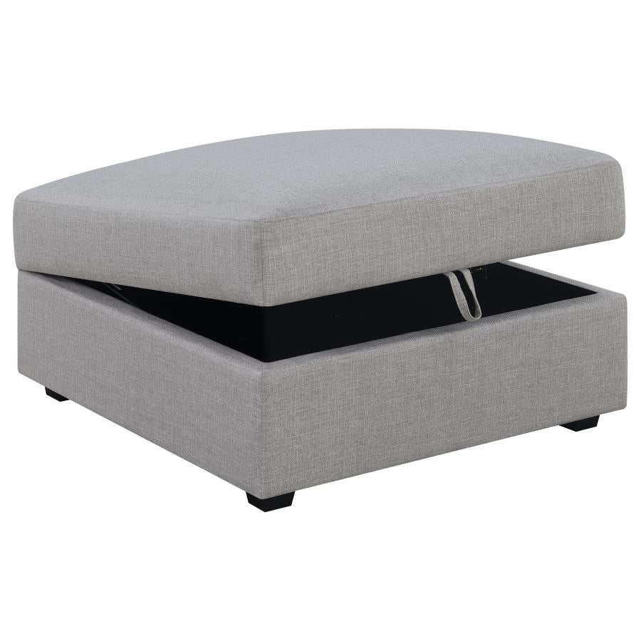 Cambria - Square Upholstered Storage Ottoman - Gray