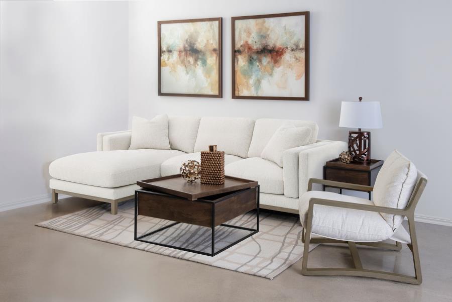 Geneva - Boucle Upholstered Sectional Chaise Sofa - Sand