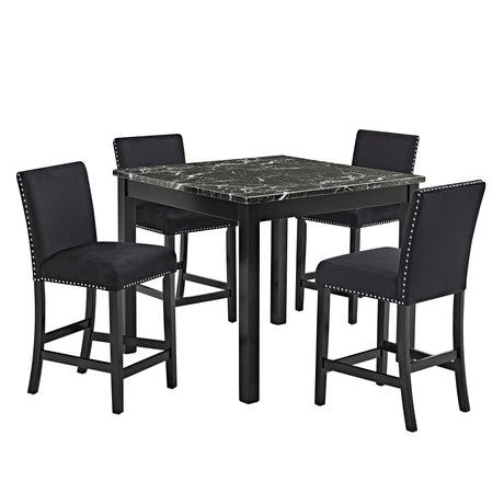 Lennon - 5 Piece Counter Height Set - All Black by Crown Mark | Bel Furniture