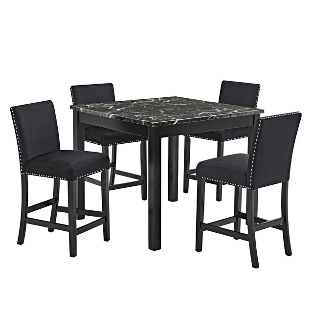 Lennon - 5 Piece Counter Height Set - All Black by Crown Mark | Bel Furniture