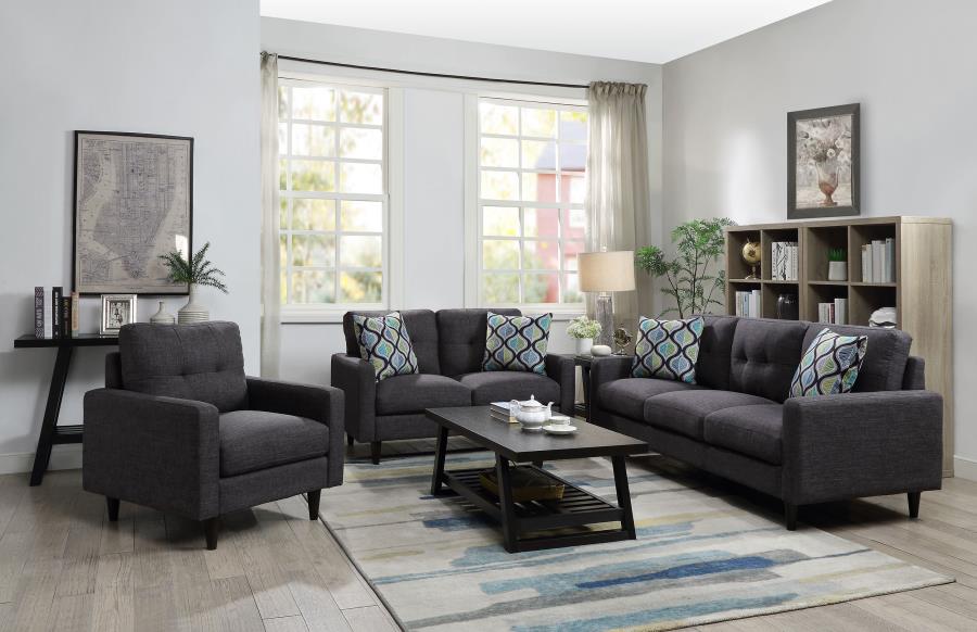 Watsonville Upholstered Track Arm Tufted Loveseat Grey