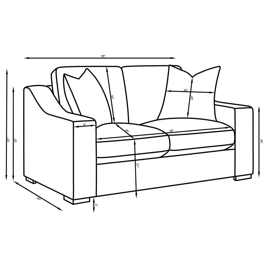 Ashlyn - Upholstered Track Arm Sofa Set