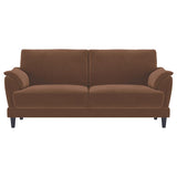 Selma - 2 Piece Velvet Upholstered Crescent Arm Sofa Set - Rust