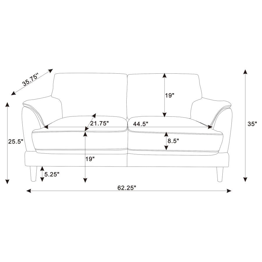Selma - 2 Piece Velvet Upholstered Crescent Arm Sofa Set - Rust